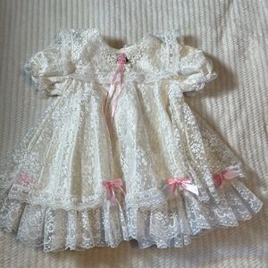 Elegant Lace Baby Dress with Pink Accents